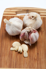 Garlic on the wooden table