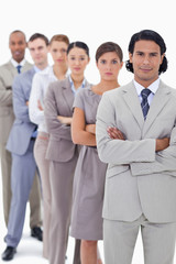 Obraz premium Close-up of colleagues crossing their arms in a single line