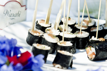 Sushi with wasabi