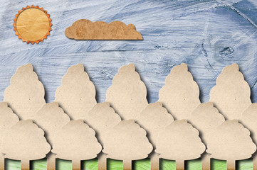 forest view from recycled paper