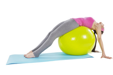 pilates woman stability ball gym fitness yoga exercises girl