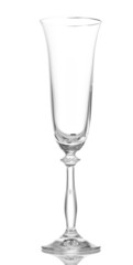 empty glass for champagne isolated on white.