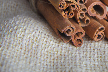 Closeup of cinnamon bark sticks