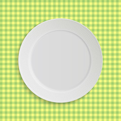 Vector plate on tablecloth