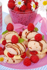 meringue cookies with raspberry