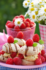 meringue cookies with raspberry