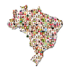 map of brasil with a lot of people portraits