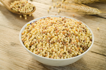 Durum wheat semolina, fregola cruda, typical sardinian pasta
