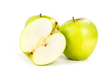 Green apples and half of apple