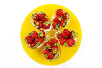 strawberries on the yellow plate