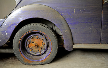 Close up of old rusty car
