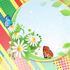 Flowers background with butterflies