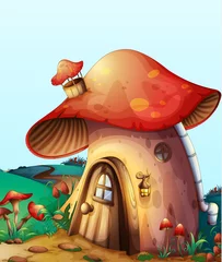 Tuinposter paddenstoelenhuis © GraphicsRF