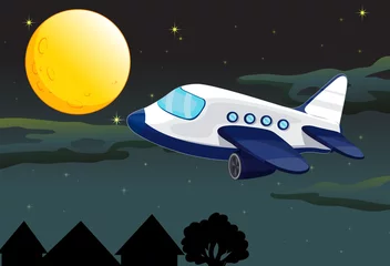Wall murals Cosmos a moon and airplane