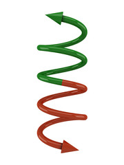 Spiral green red line with arrows