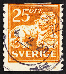 Postage stamp Sweden 1921 Heraldic Lion