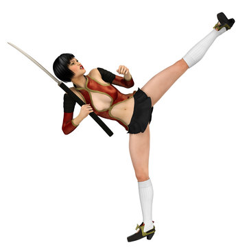 gueixa ninja round kick