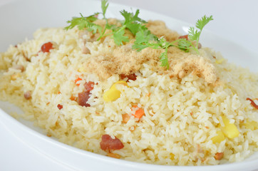 fried rice on white