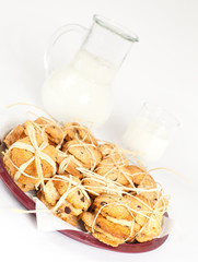 plate of cookies and milk
