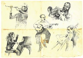 Fototapeta na wymiar musicians with musical instruments.