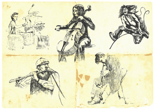 musicians with musical instruments.