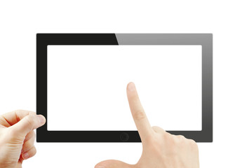 Black generic tablet pc, 3d render.