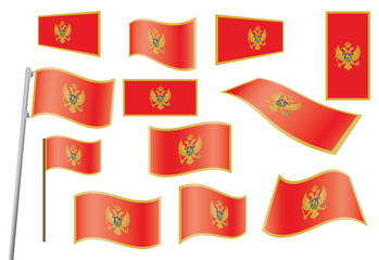 set of flags of Montenegro vector illustration