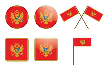 set of badges with flags of Montenegro vector illustration