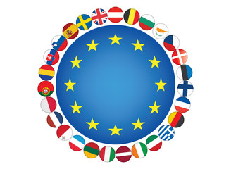 European Union flags vector illustration