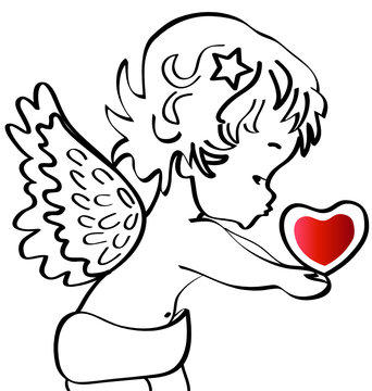 Angel with a heart vector stock