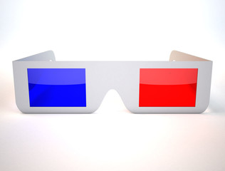3d glasses on white surface