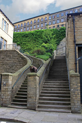 Fototapeta na wymiar stone staircase, Dean Clough mill