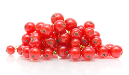 clusters of red currant on white background