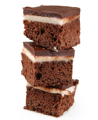 chocolate mint dessert stack isolated on white