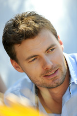 Obraz premium Closeup of handsome blond guy on a date