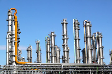 Distillation towers at a chemical plant