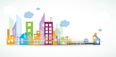 City Landscape real estate vector background banner