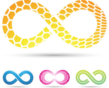 Vector illustration of Infinity Symbols with Honeycomb pattern