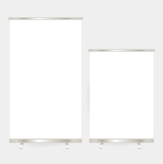 Blank roll up banner display. Vector Illustration.