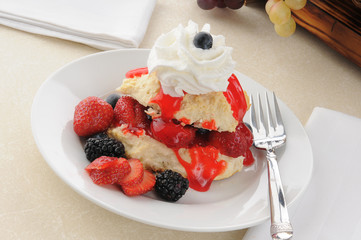 Closeup of a strawberry shortcake