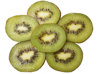 Fototapeta premium slices of kiwi on a white