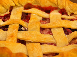 Fresh Baked Three-Berry Pie with Lattice Crust