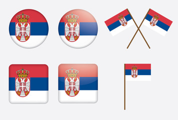 set of badges with flag of Serbia vector illustration