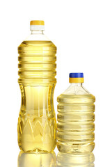sunflower oil in a plastic bottles isolated on white background