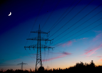 power lines by night