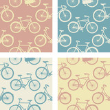 Set of seamless patterns with vintage bicycles