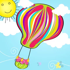  Leuke heteluchtballon die in de lucht vliegt © Glyph