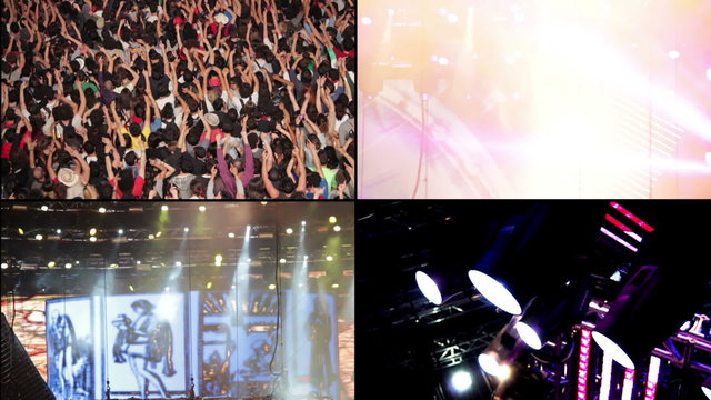 Crowd and spotlight at concert