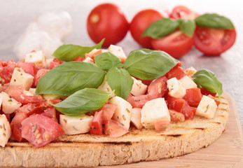 tomato,mozzarella and basil bruschetta