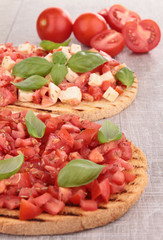 tomato,mozzarella and basil bruschetta